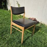 Scandinavian chair with faux leather seat and back