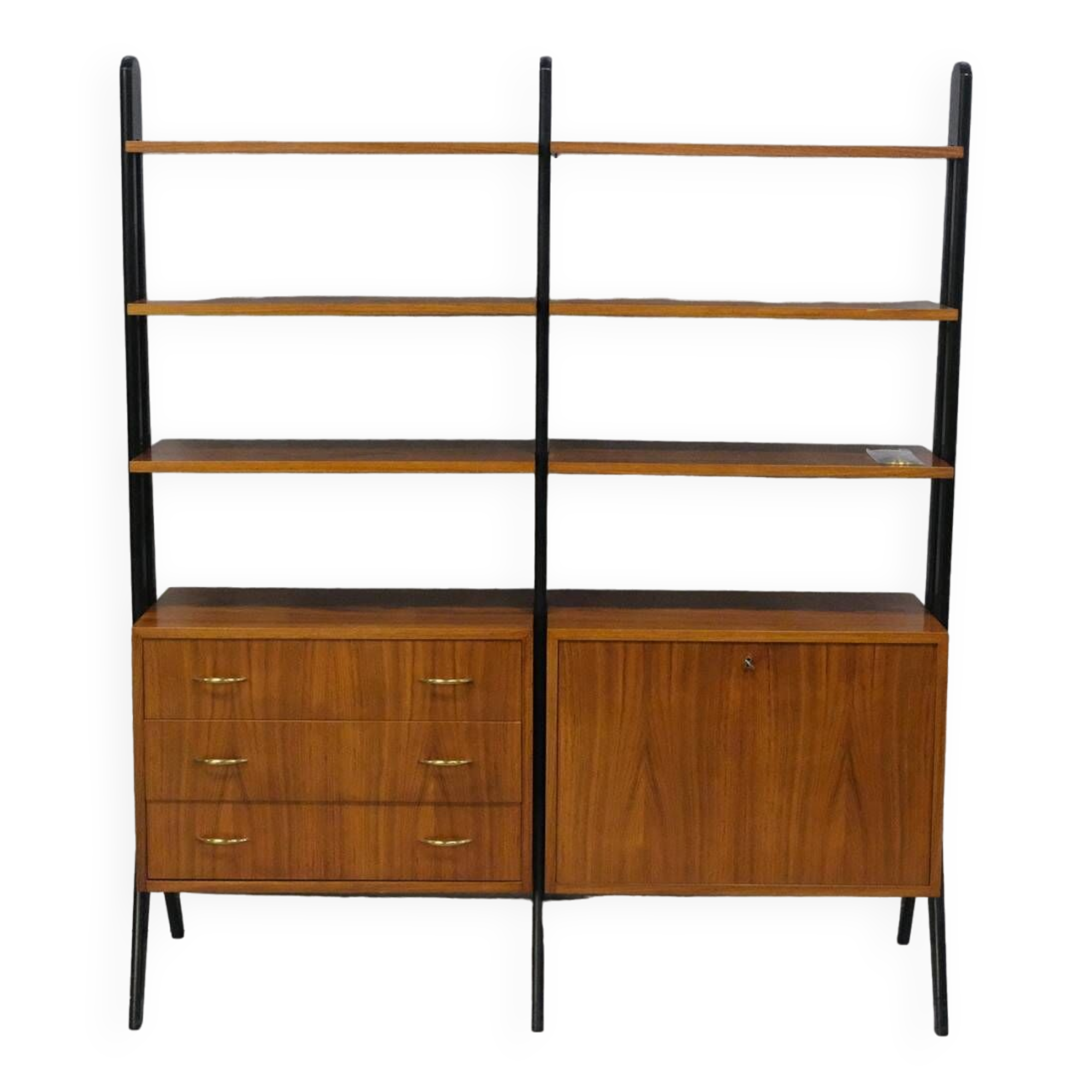 Vintage double multifunction teak bookcase 1960s sweden