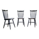 Three black Baumann bistro chairs