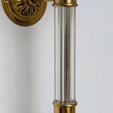 Pair of gilded bronze and plexiglass wall lights