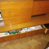 Vintage scandinavian living furniture sideboard with bar and glazed part