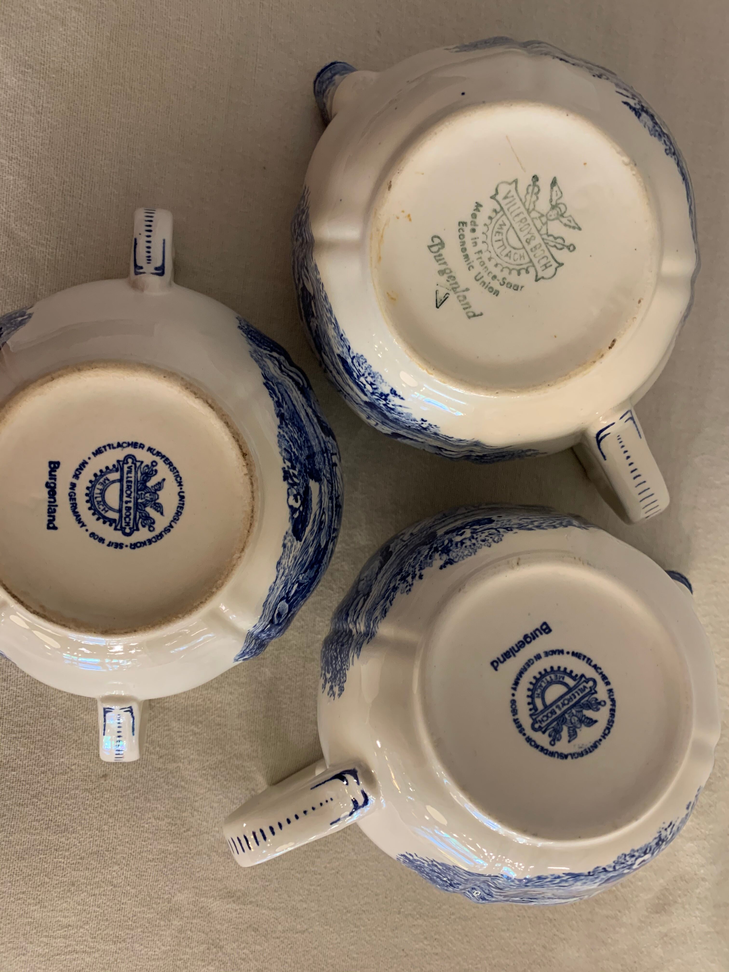 Villeroy and Boch Burgenland blue and white sugar and milk pots