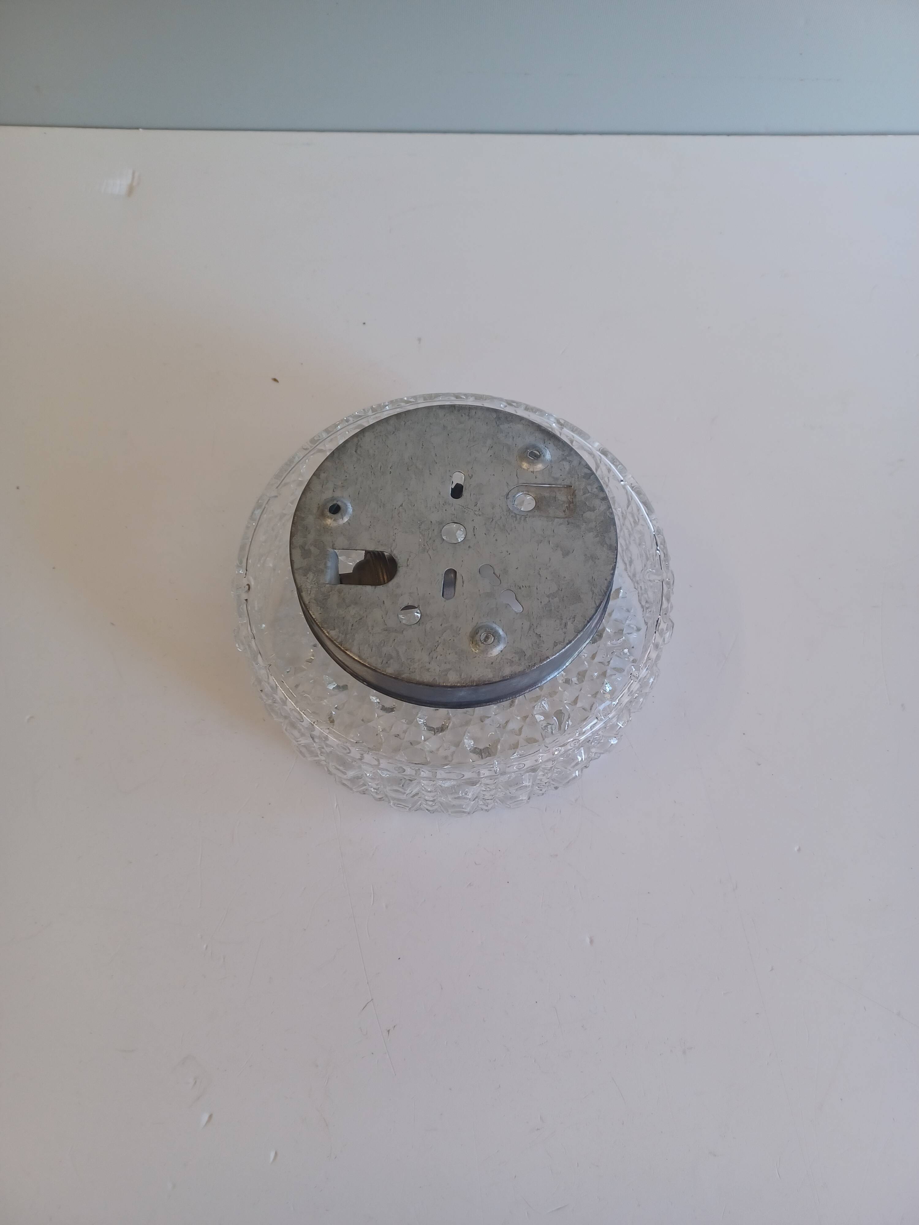 Vintage round ceiling light - Moulded glass - 1960