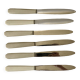 set of 6 white bakelite knives from the 60s