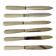set of 6 white bakelite knives from the 60s