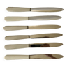 set of 6 white bakelite knives from the 60s