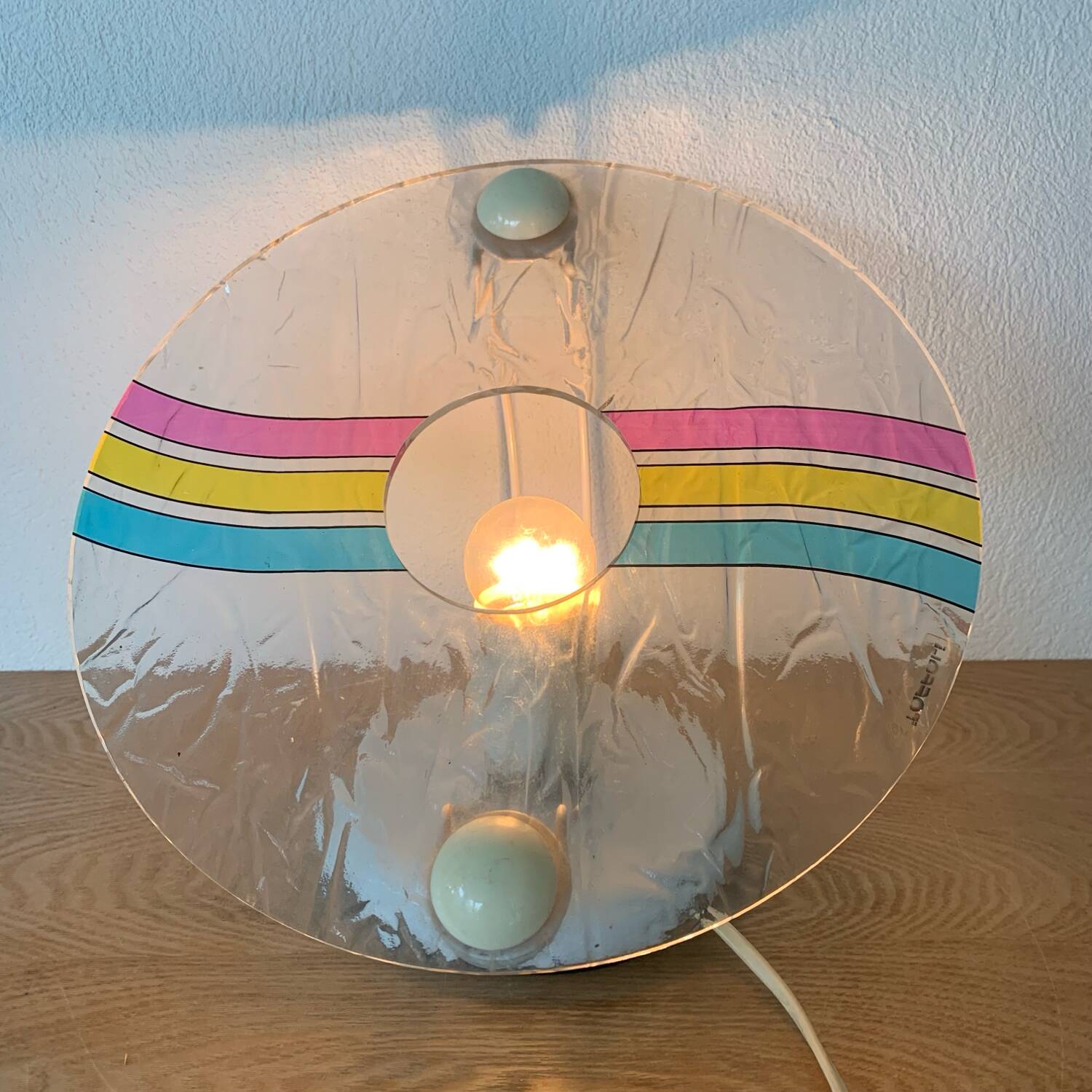 Toffoli Lamp Multicolor Plastic 80´s Disk Shape Pop Italy Disco Series