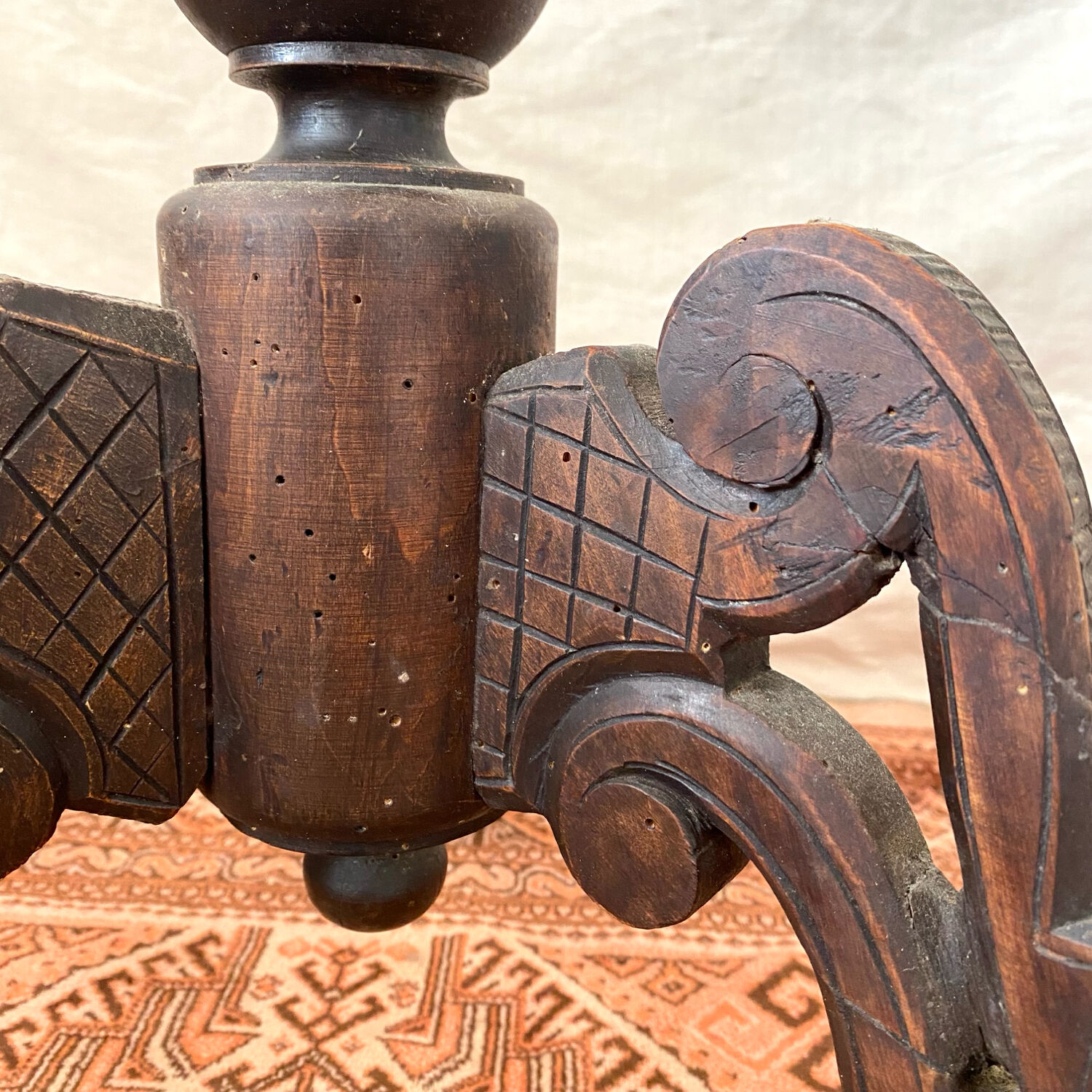 Old tripod side table with drawer