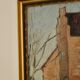 Original European oil on panel – construction scene
