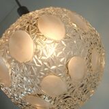 Mid century pendant light richard essig structured glass and chrome 1960s 70s