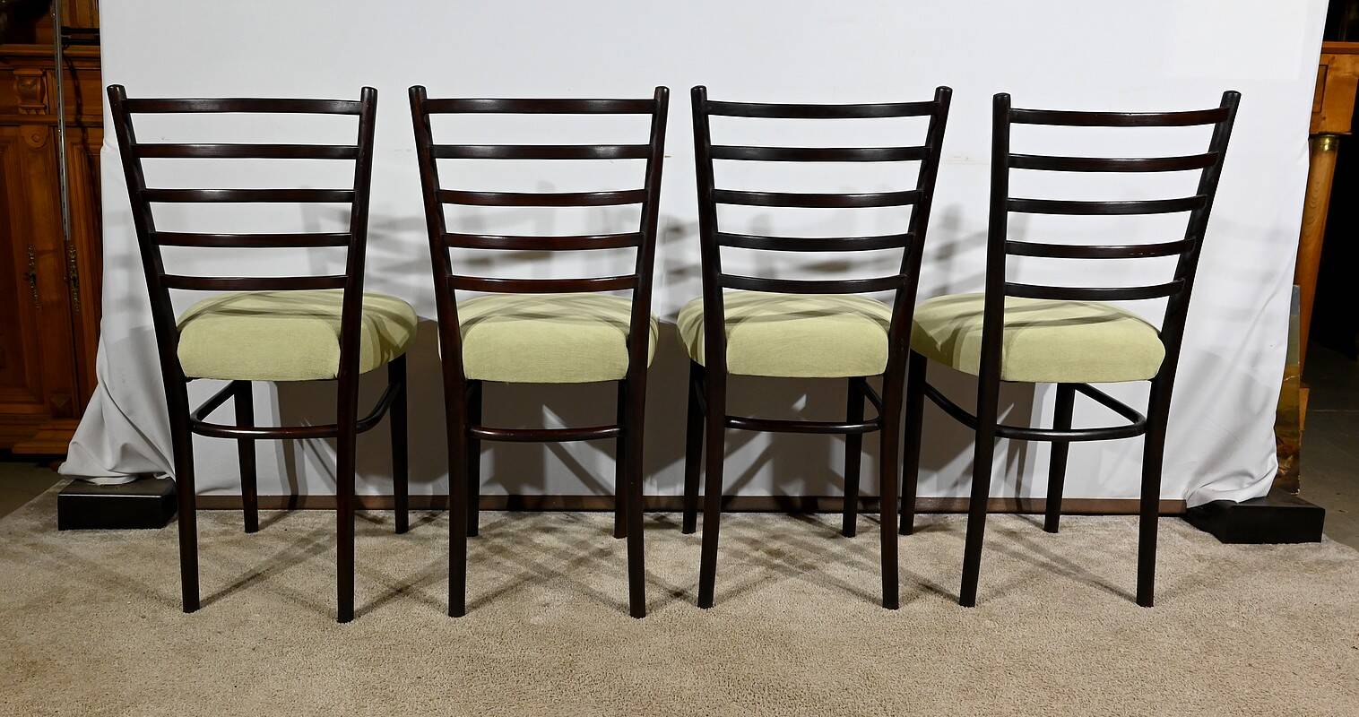 Suite of 4 Scandinavian Chairs in Stained Wood – 1960