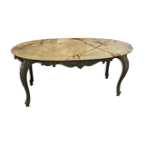 Table basse bronze et onyx