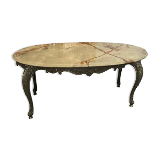 Table basse bronze et onyx