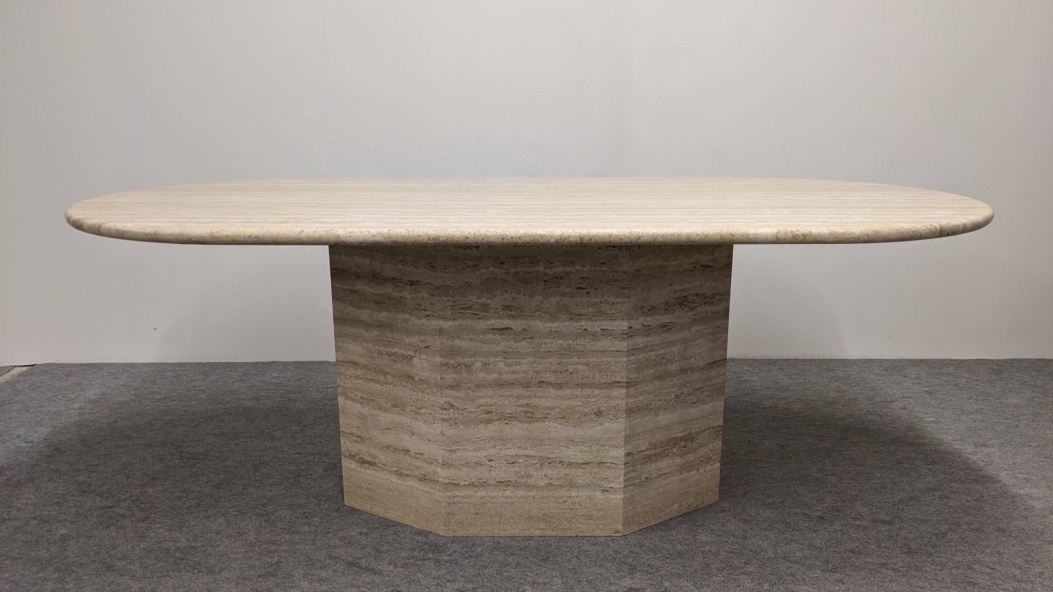 XL dining table in travertine, Italy circa 1970