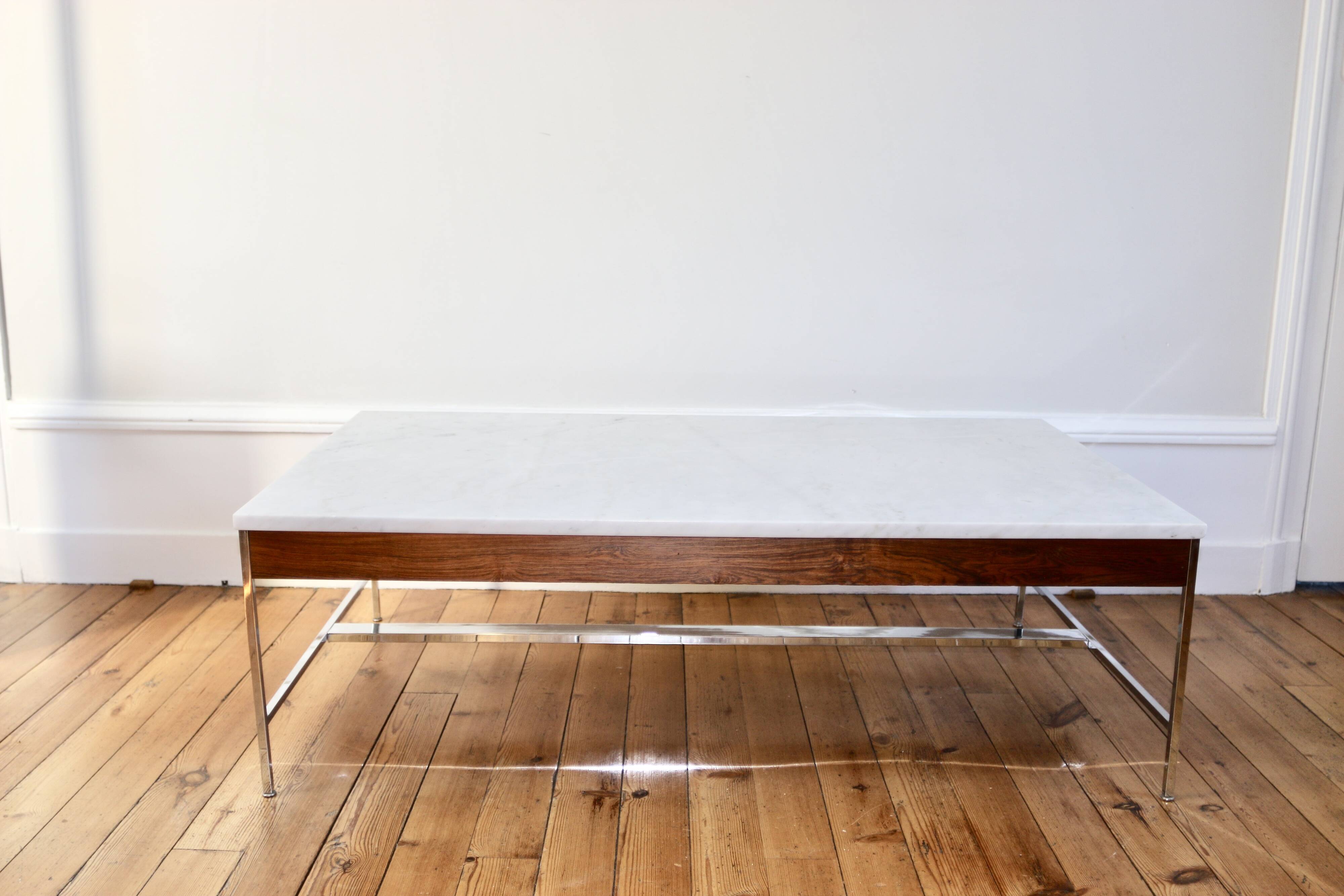 Table basse design marbre et palissandre Georges Nelson 1970