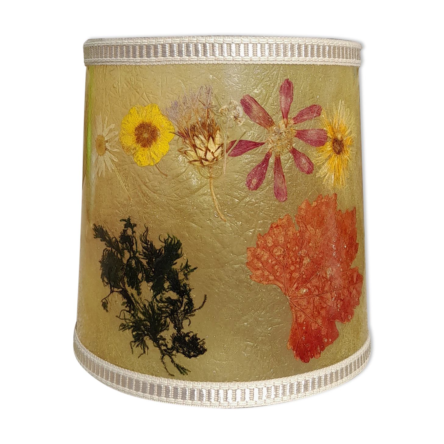 Abat jour en résine inclusions florales 70s