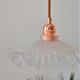 White pleated glass pendant lamp – electric mounting copper color