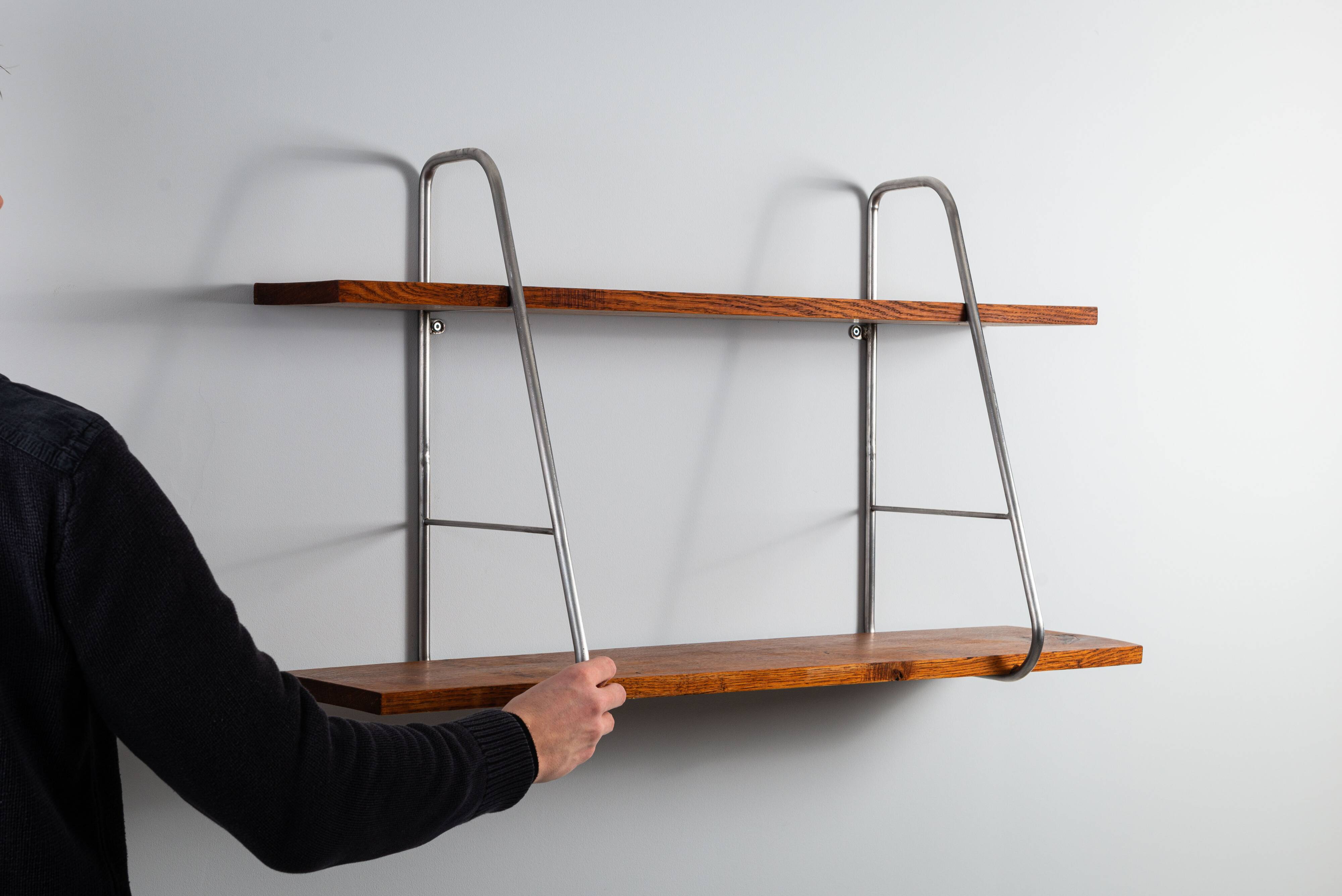 Solid oak wall shelf