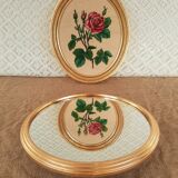 Vintage gold metal mirror round tray