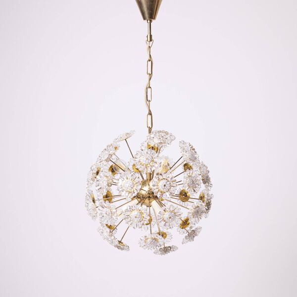 Chandelier Sputnik par Kamenicky Senov, Tchécoslovaquie, années 1970, Laiton / Verre