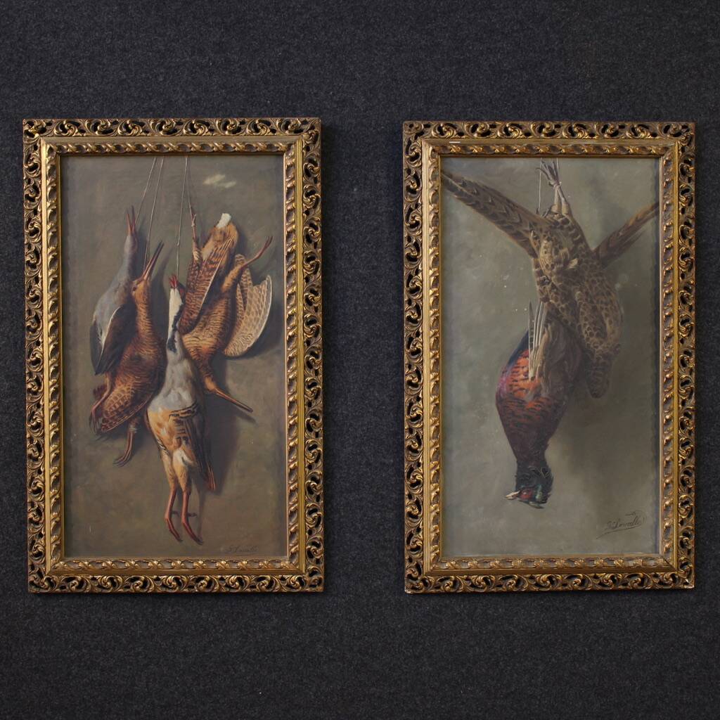 Peinture italienne du XXe siècle, nature morte avec gibier.