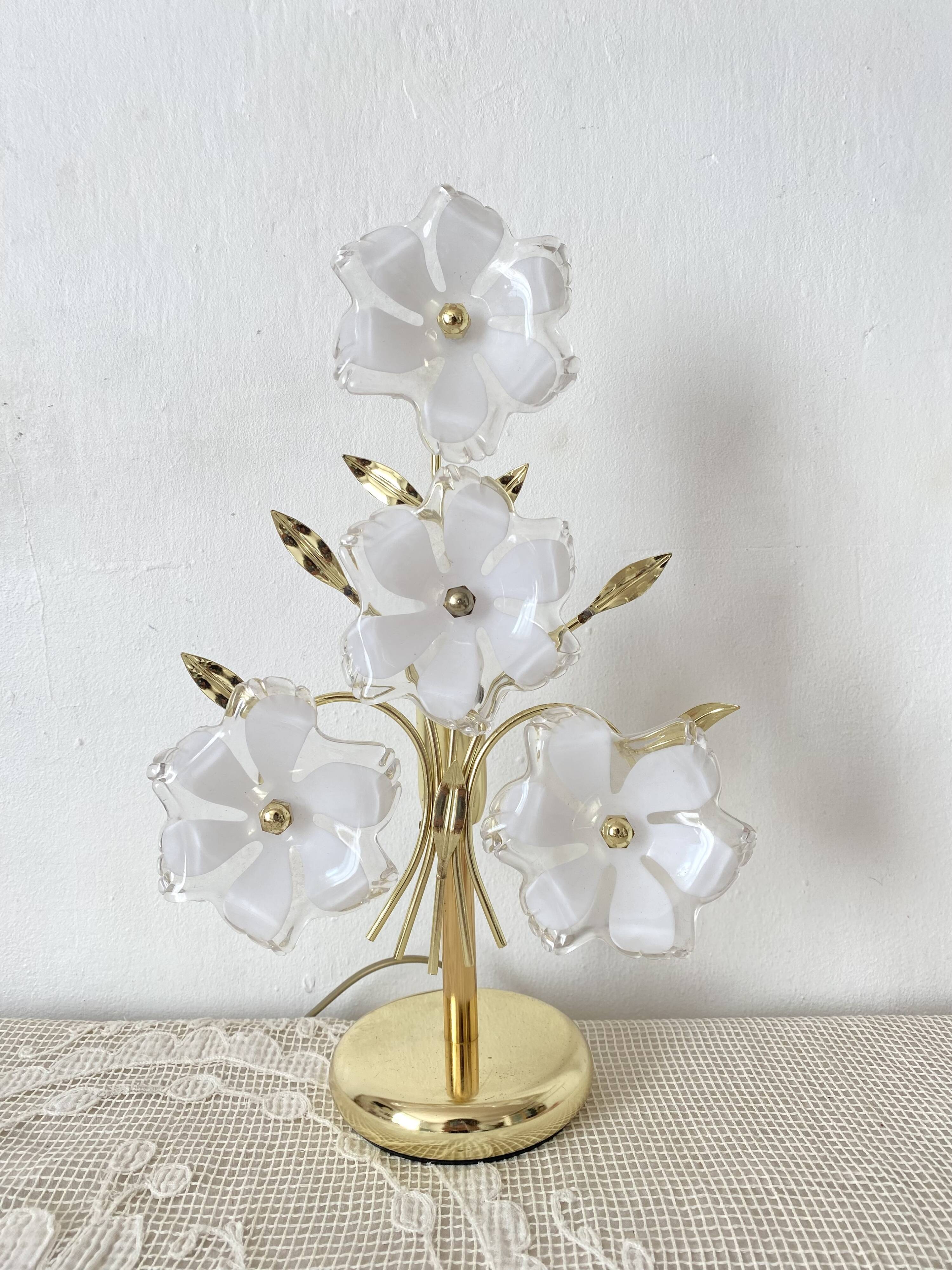Murano glass flower lamp, Italy 1970-80