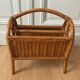 Vintage bamboo rattan magazine holder 70s
