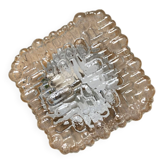 Square minimalist glass wall ceiling light from the 1970s 1980s.