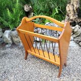 Porte-revues bois et laiton 50-60 style scandinave