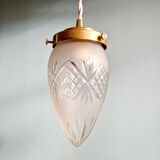 Pendant in satin-finished crystal cut into a point (4 available), early 20th century.