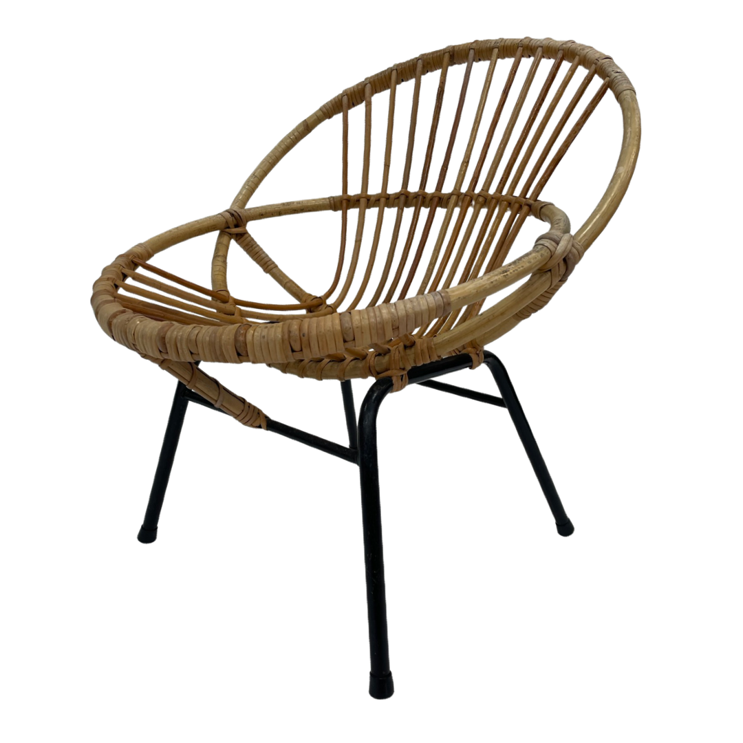 Fauteuil en rotin par Dirk van Sliedregt Rohe Noordwolde 1960 aux Pays-Bas