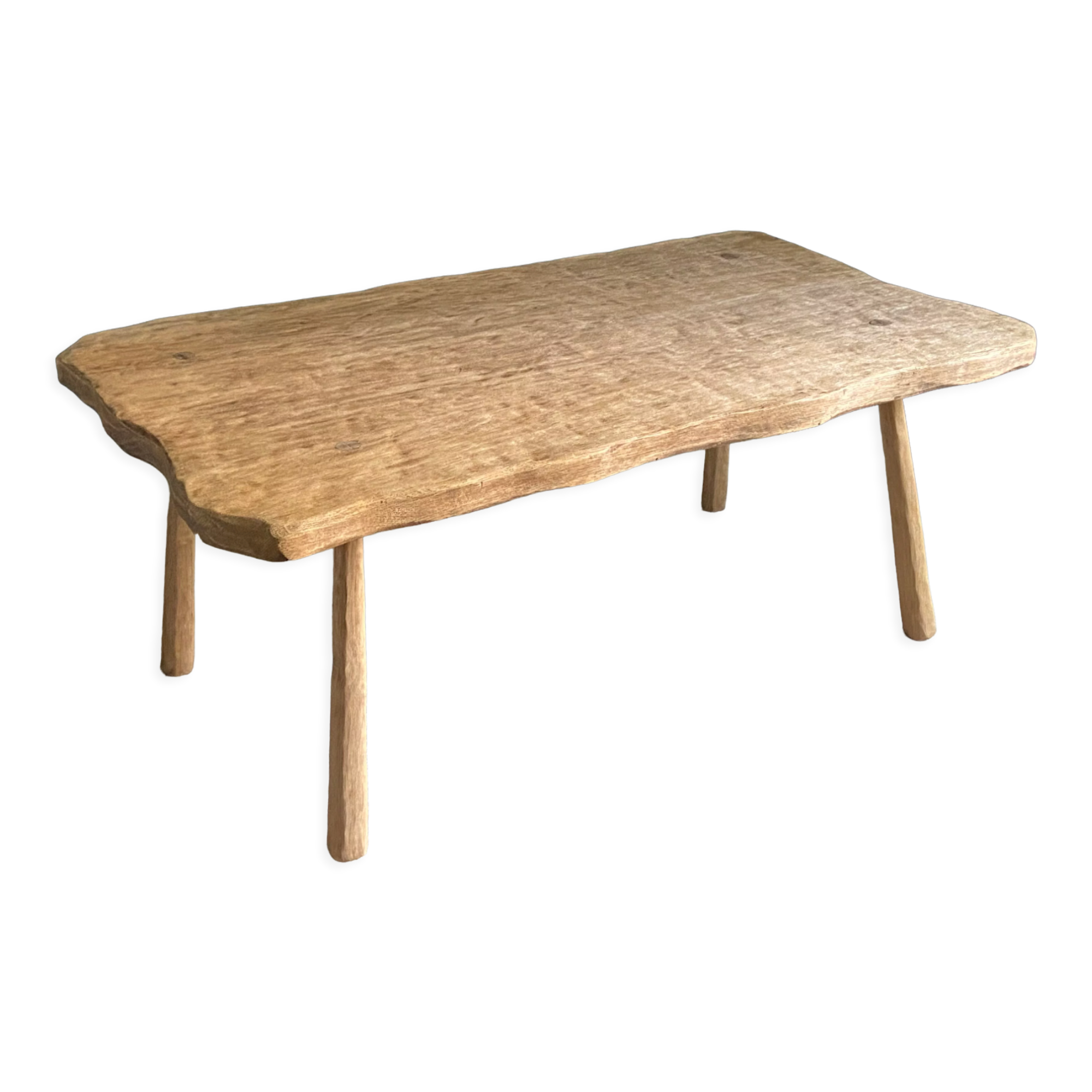 Free-form raw wood coffee table