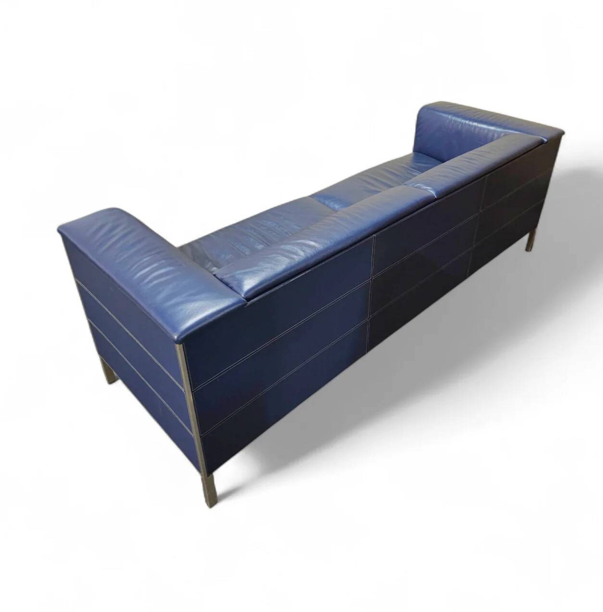 Poltrona Frau set / dark blue leather / Talus / sofa - chairs - / 3 seater / 2 x lounge chair