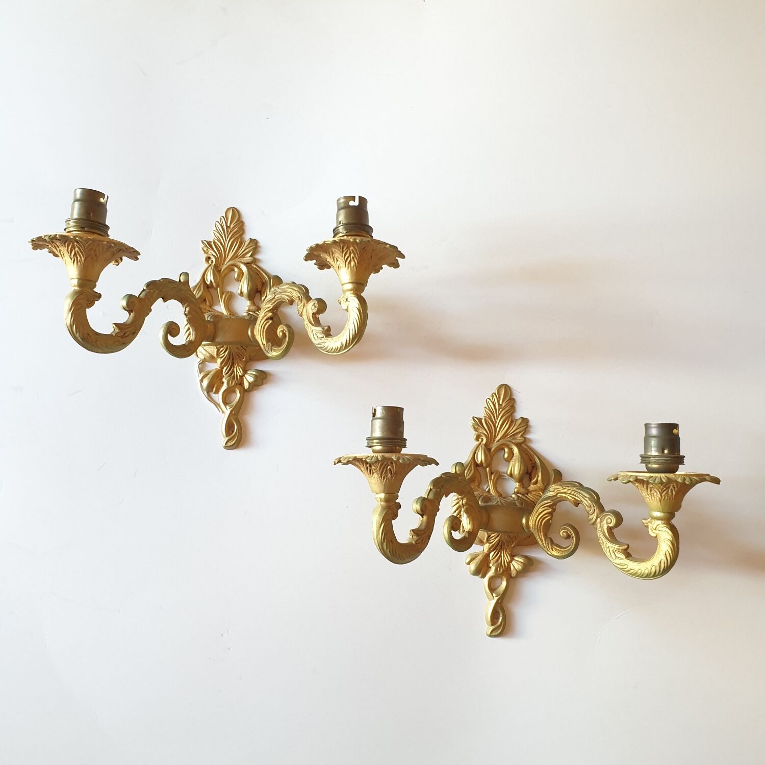 Pair of 20th century gilt bronze wall lights
