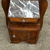 Art Deco bedside table in oak and marble