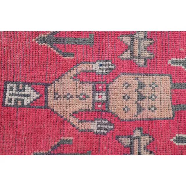 Vintage Turkish Hand-Knotted Wool Cotton Pink Runner Rug 85x260