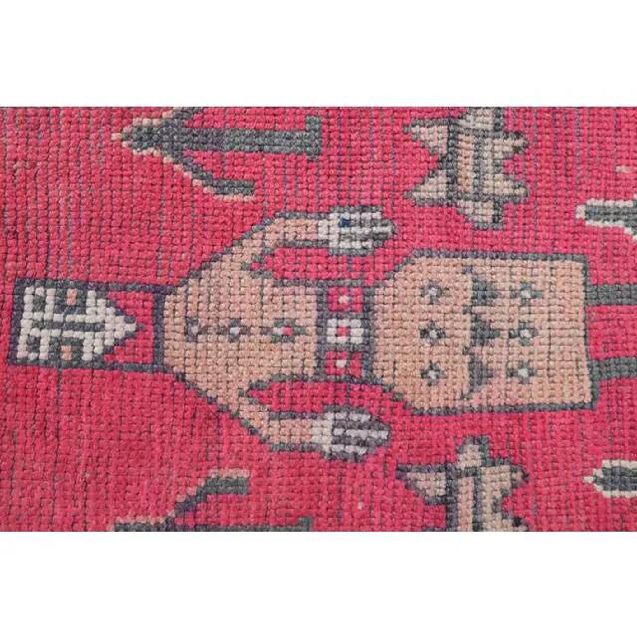 Vintage Turkish Hand-Knotted Wool Cotton Pink Runner Rug 85x260