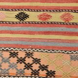 2x9 Green & Red Kilim Runner Rug, 80x287Cm