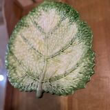 Vintage Signed GV Ceramic Barbotine Cabbage Leaf