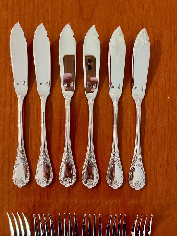 Christofle marly 6 couverts à poisson, excellent état