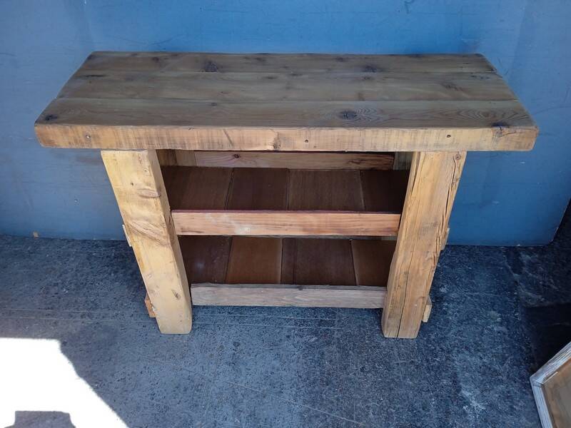 Old solid wood workbench furniture