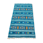 Traditional handmade multicolored blue carpet 210x110cm
