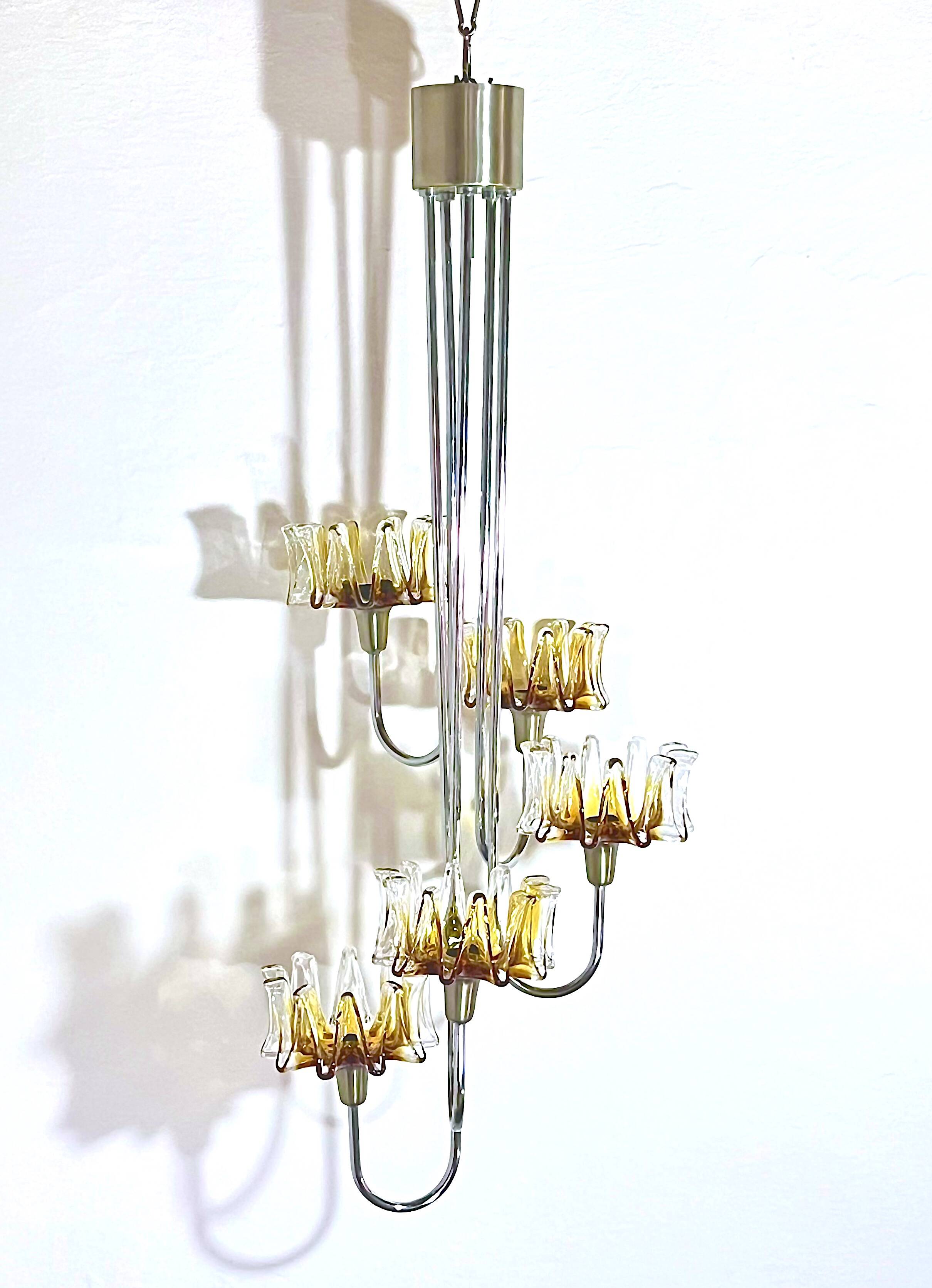 Chrome Murano Glass Chandelier