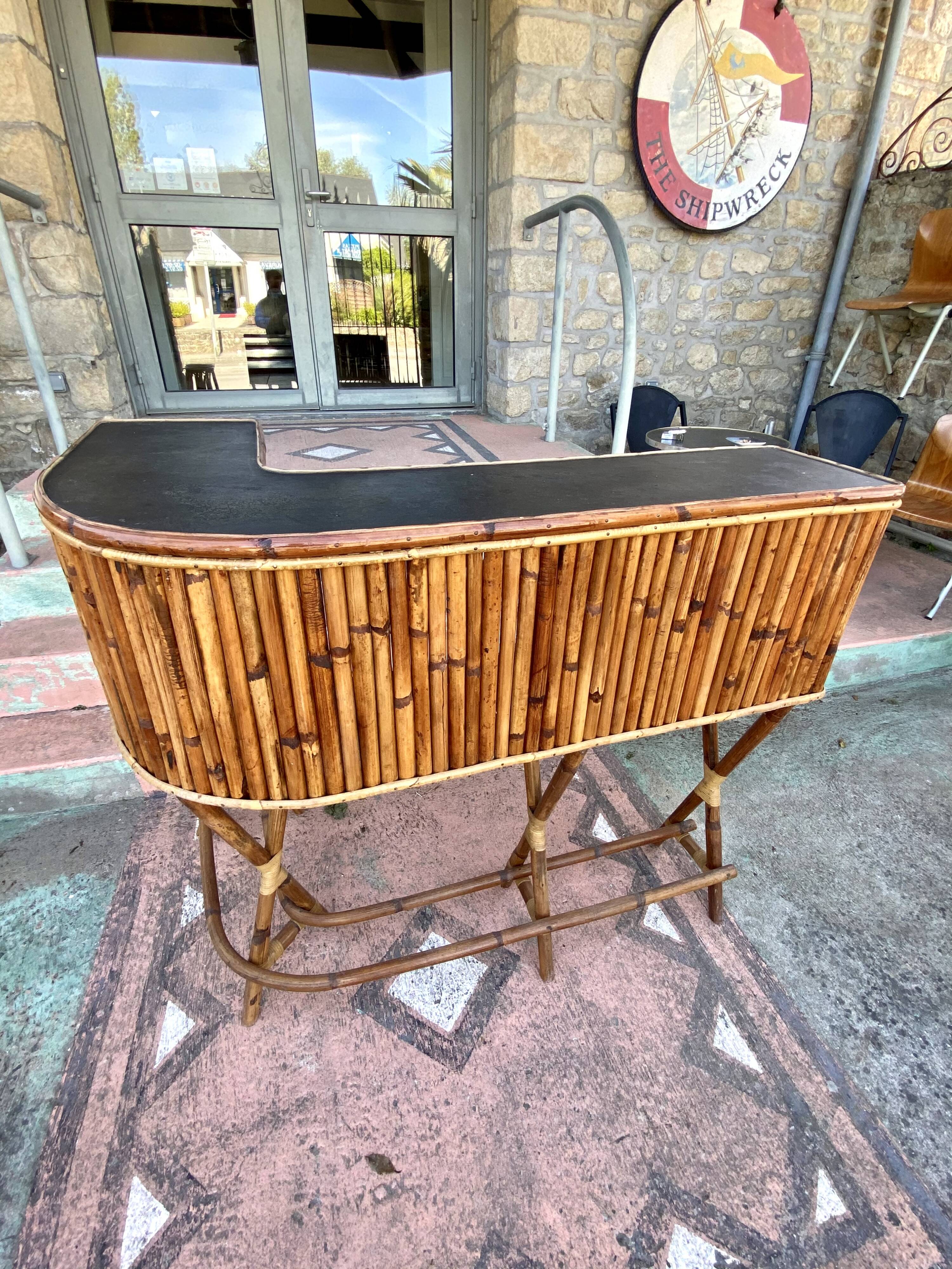 Vintage rattan bar around 1960