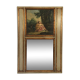 Trumeau en bois laqué vert, rechampi or de style Louis XVI, XIXe
