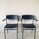 Minimalist blue metal and plywood stackable armchairs by Gijs Van der Sluis