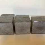Trio of square candlesticks in veined marble