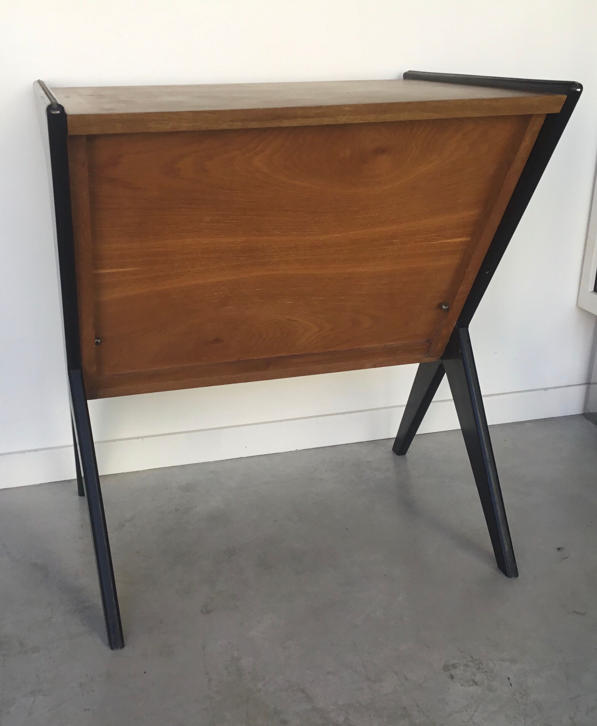 Console ou desserte noire et bois - design italien 1950
