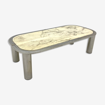 Table Basse marbre et chrome 1970s