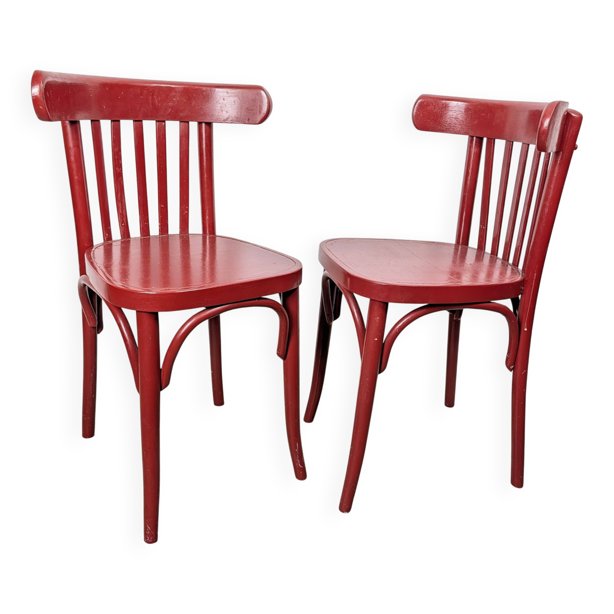Pair of curved wooden bistro chairs